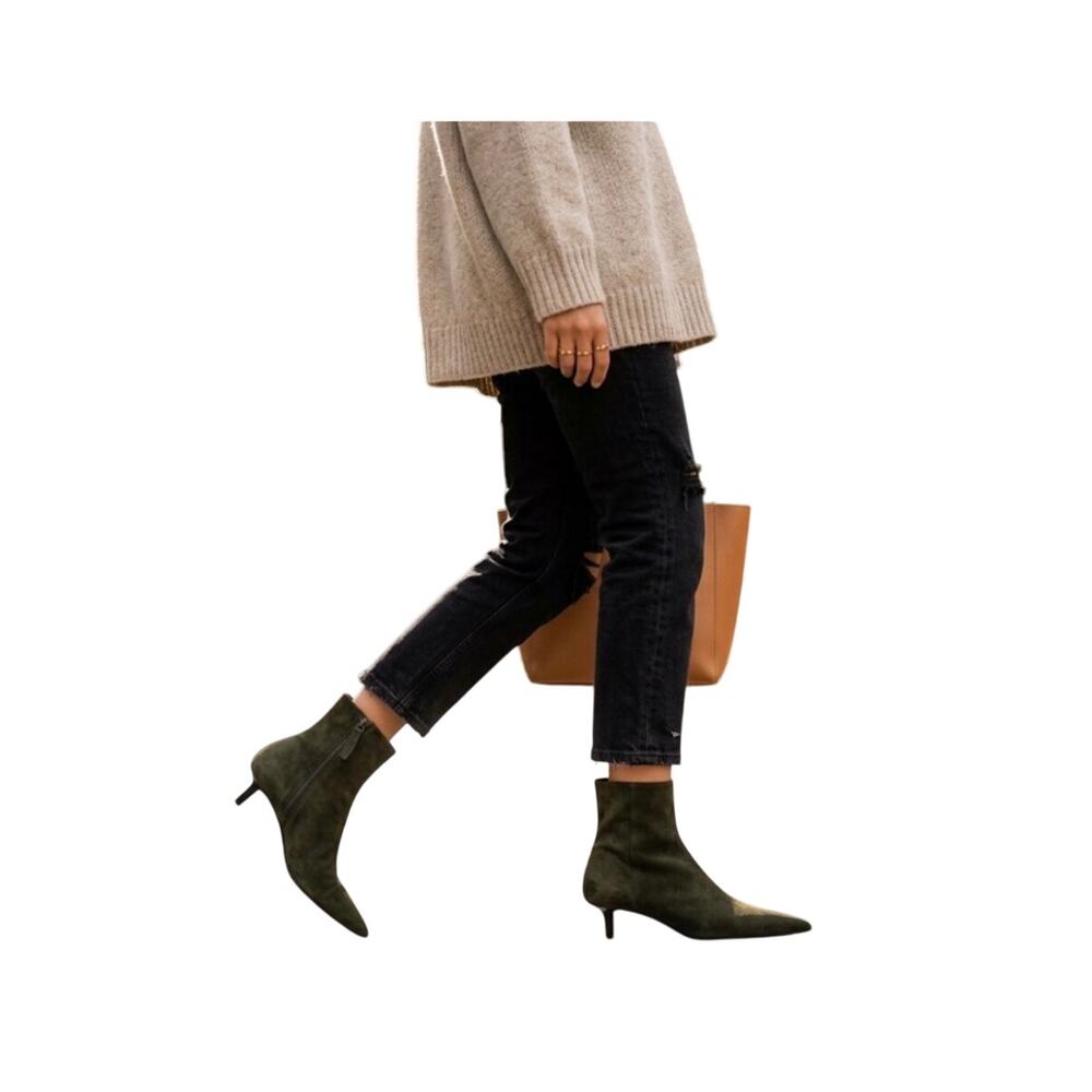Pierre Hardy Stella Bootie in Khaki Buttery Soft Suede 39